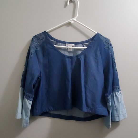 Club Monaco Crop Chambray Top - Picture 1 of 7